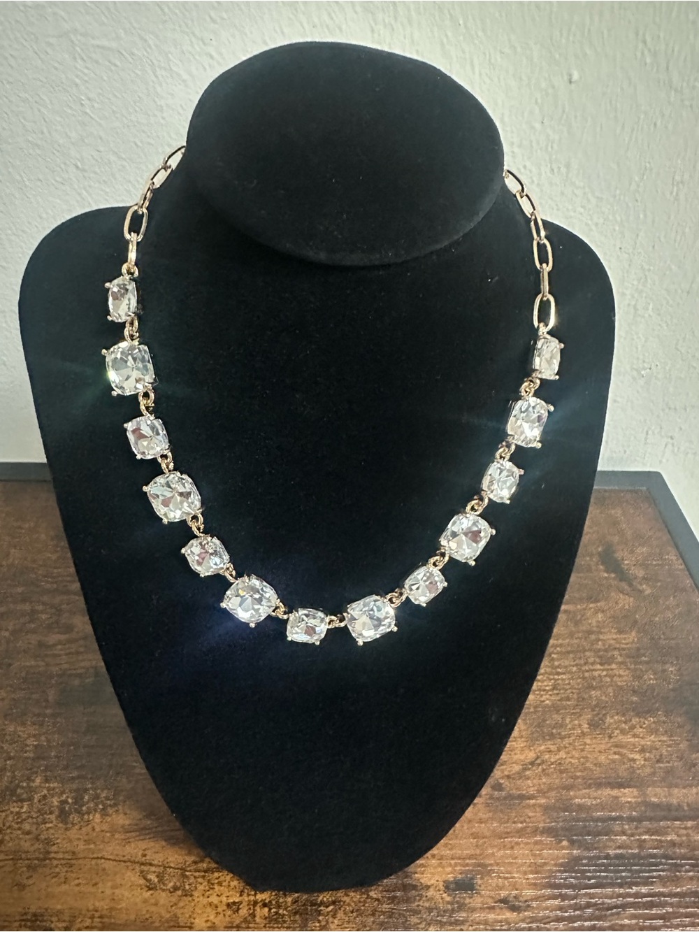Gold-Tone Crystal Link Necklace in Clear - Picture 4 of 4
